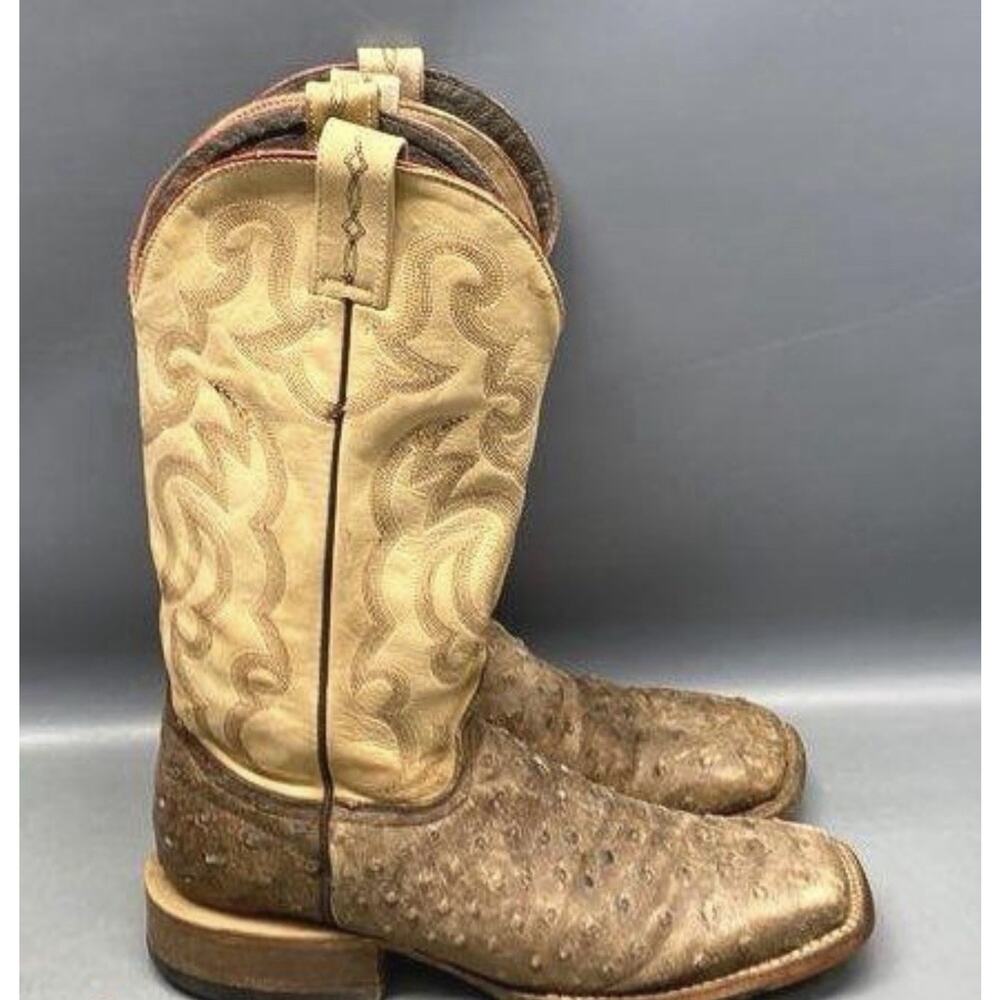Cavendernders Western Boots Size 8.5 D Ostrich Brown/tan Square Toe